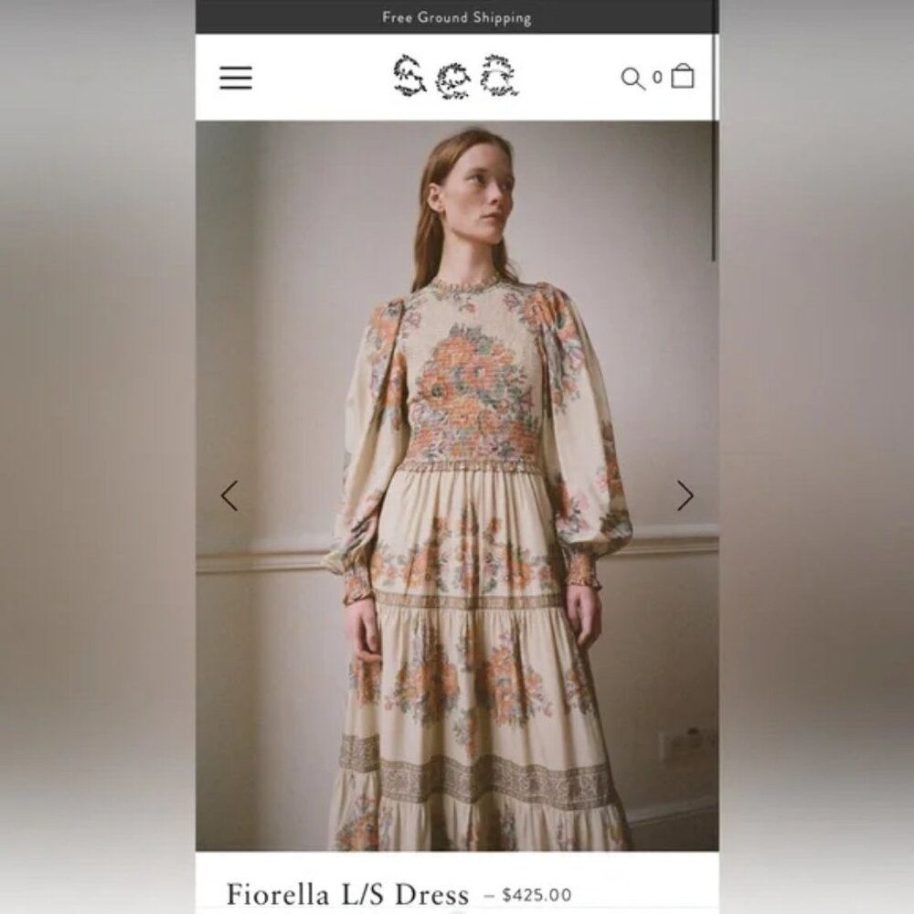 Sea New York Cream Floral Midi Dress